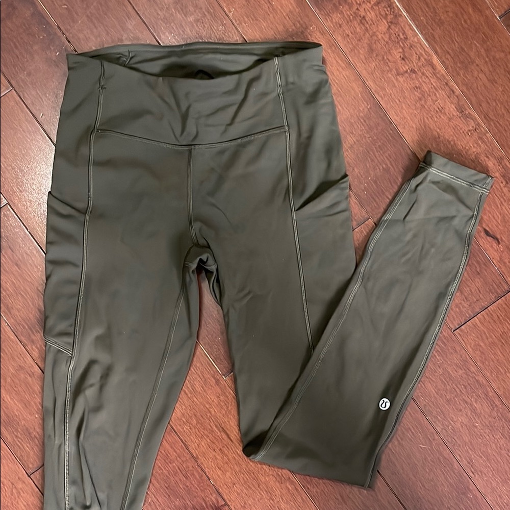 Olive Green High-Rise Performance Leggings